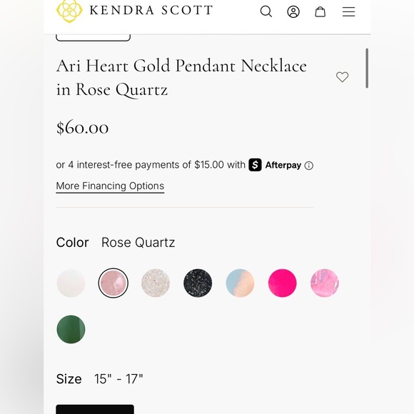 Kendra Scott Ari Heart Gold Pendant Necklace in Light Pink - Picture 8 of 8